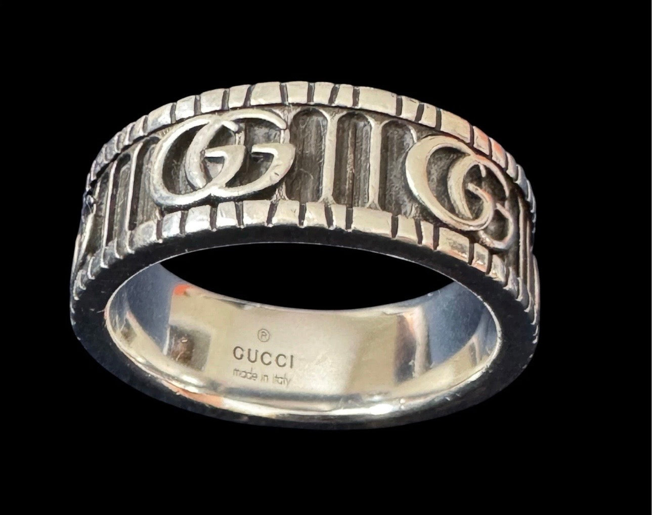 Gucci Sterling Silver GG Marmont Ring Sz 11 Made In Italy 925 Silver