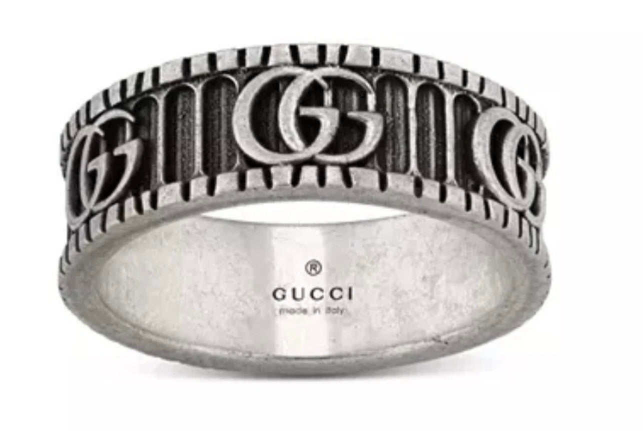 Gucci Sterling Silver GG Marmont Ring Sz 11 Made In Italy 925 Silver