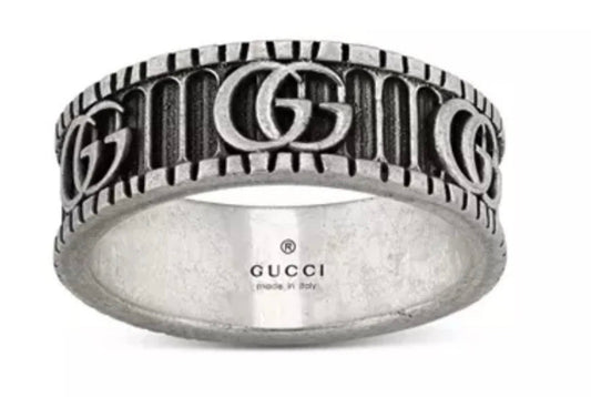 Gucci Sterling Silver GG Marmont Ring Sz 11 Made In Italy 925 Silver