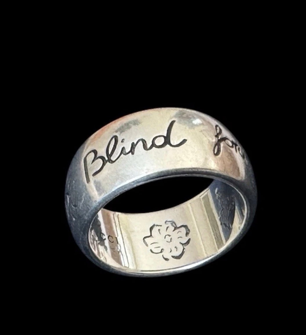 SILVER GUCCI INTERLOCKING G Wide Band RING 925  Made In Italy 9MM Sz 6.25