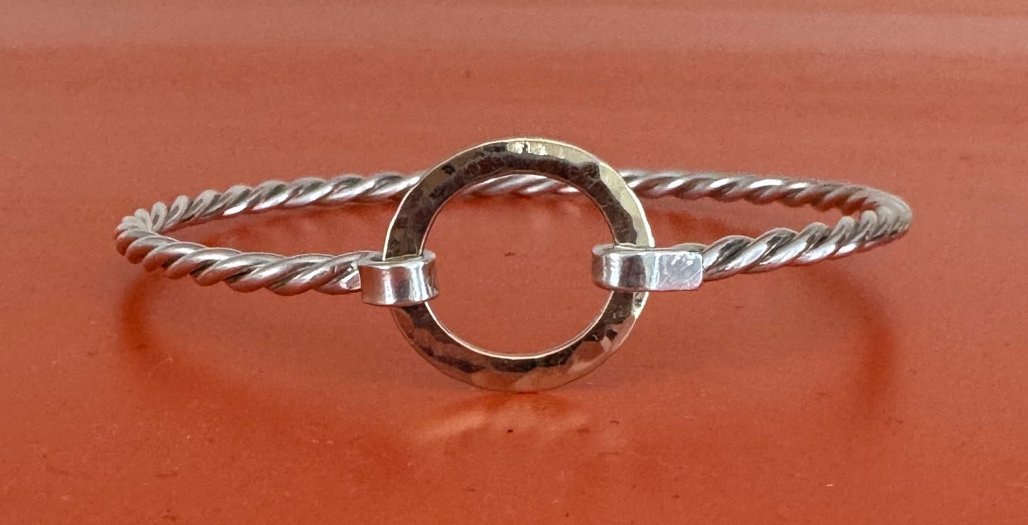 Woods Hole Bracelet – 925 Sterling Silver & 14K Yellow Gold Twisted Rope Bangle