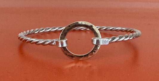 Woods Hole Bracelet – 925 Sterling Silver & 14K Yellow Gold Twisted Rope Bangle