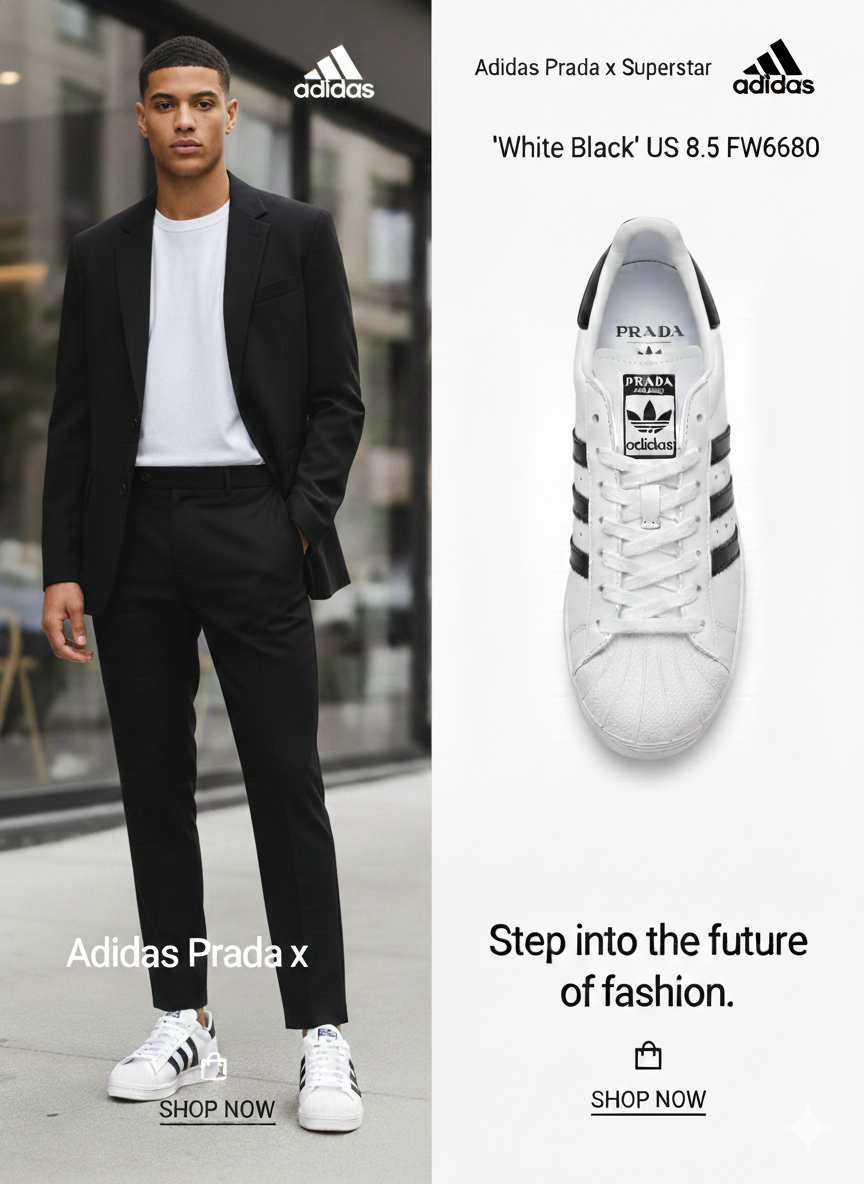 Adidas Prada x Superstar 'White Black' US 8.5 FW6680 Unisex