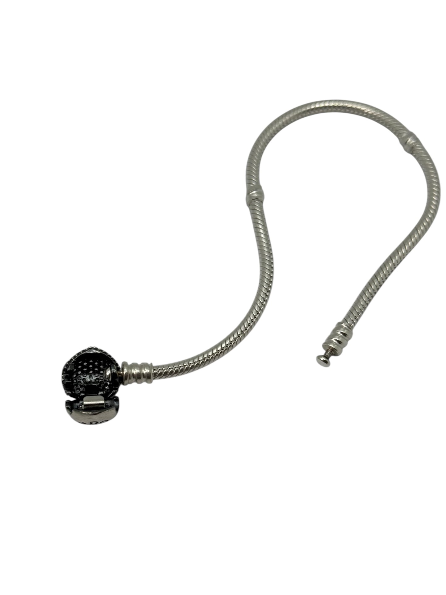 PANDORA FOREVER QUEEN Charm Bracelet for Charms 925 Sterling Silver Signature Silver Snake Chain Bracelet for Women with Sparkling Cubic Zirconia Heart Clasp Charm Authentic