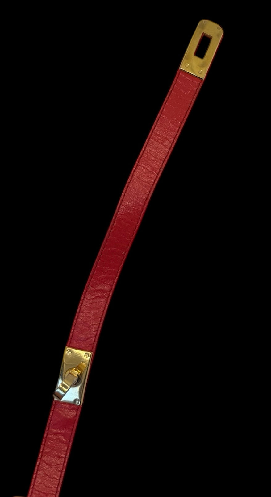 Hermès
Leather Kelly Double Tour Wrap Bracelet Red Epsom Calfskin Leather Gold Hardware S T1