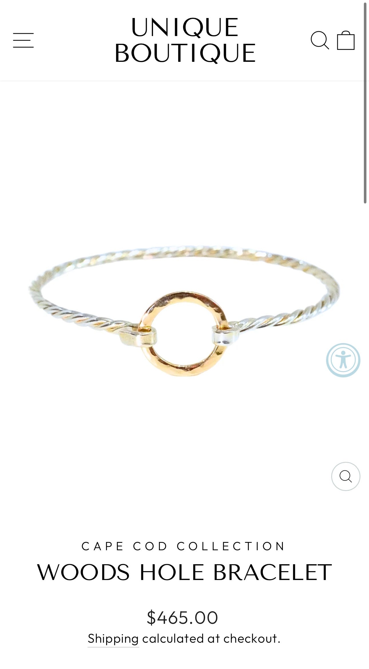 Woods Hole Bracelet – 925 Sterling Silver & 14K Yellow Gold Twisted Rope Bangle