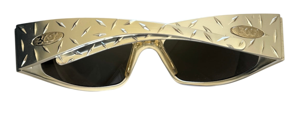 360 Eyewear Raven Icicles Diamond Plate Biker Sunglasses Silver Aluminum USA