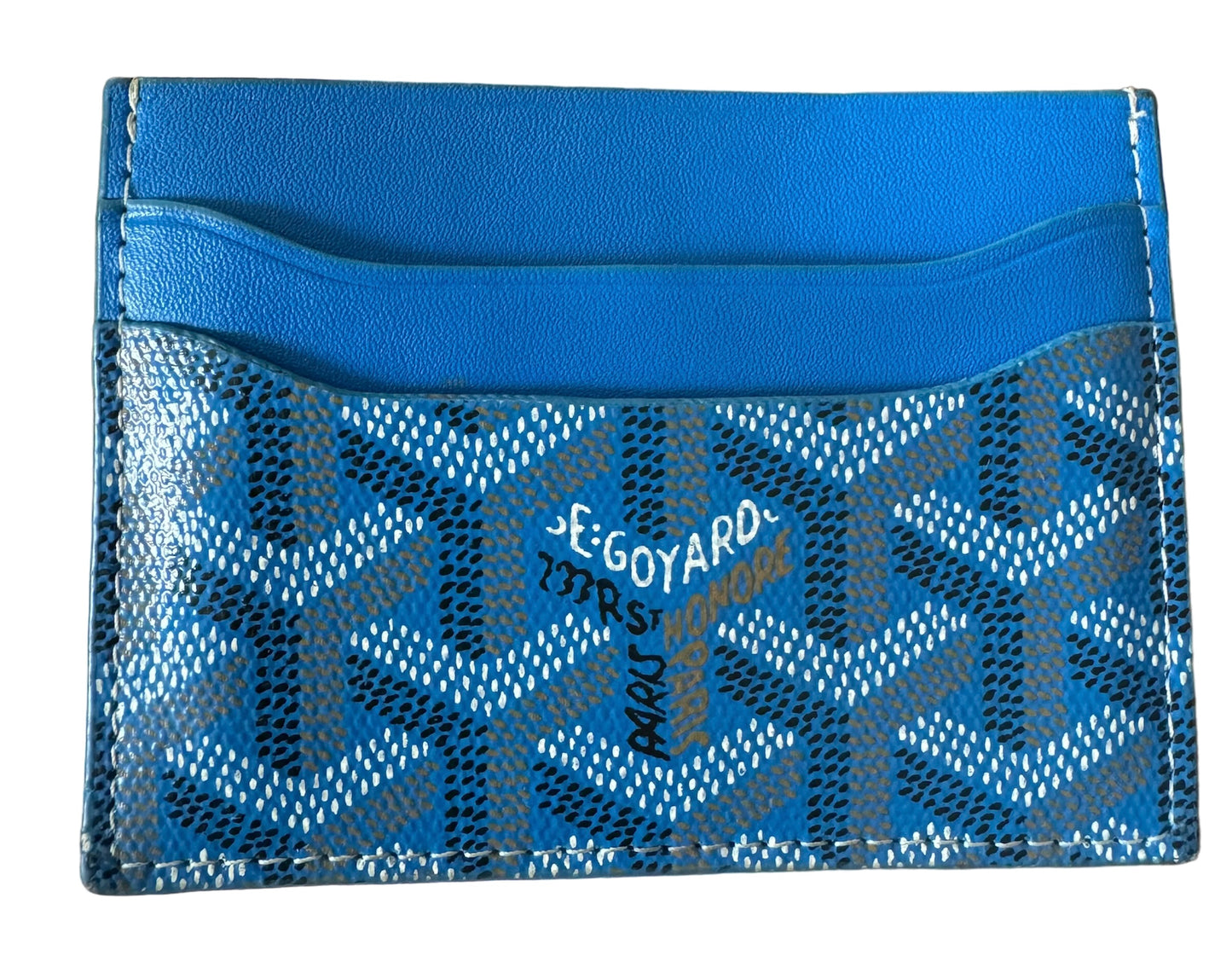 Pre-Owned Authentic Goyard Saint Sulpice Sky Blue Card Holder