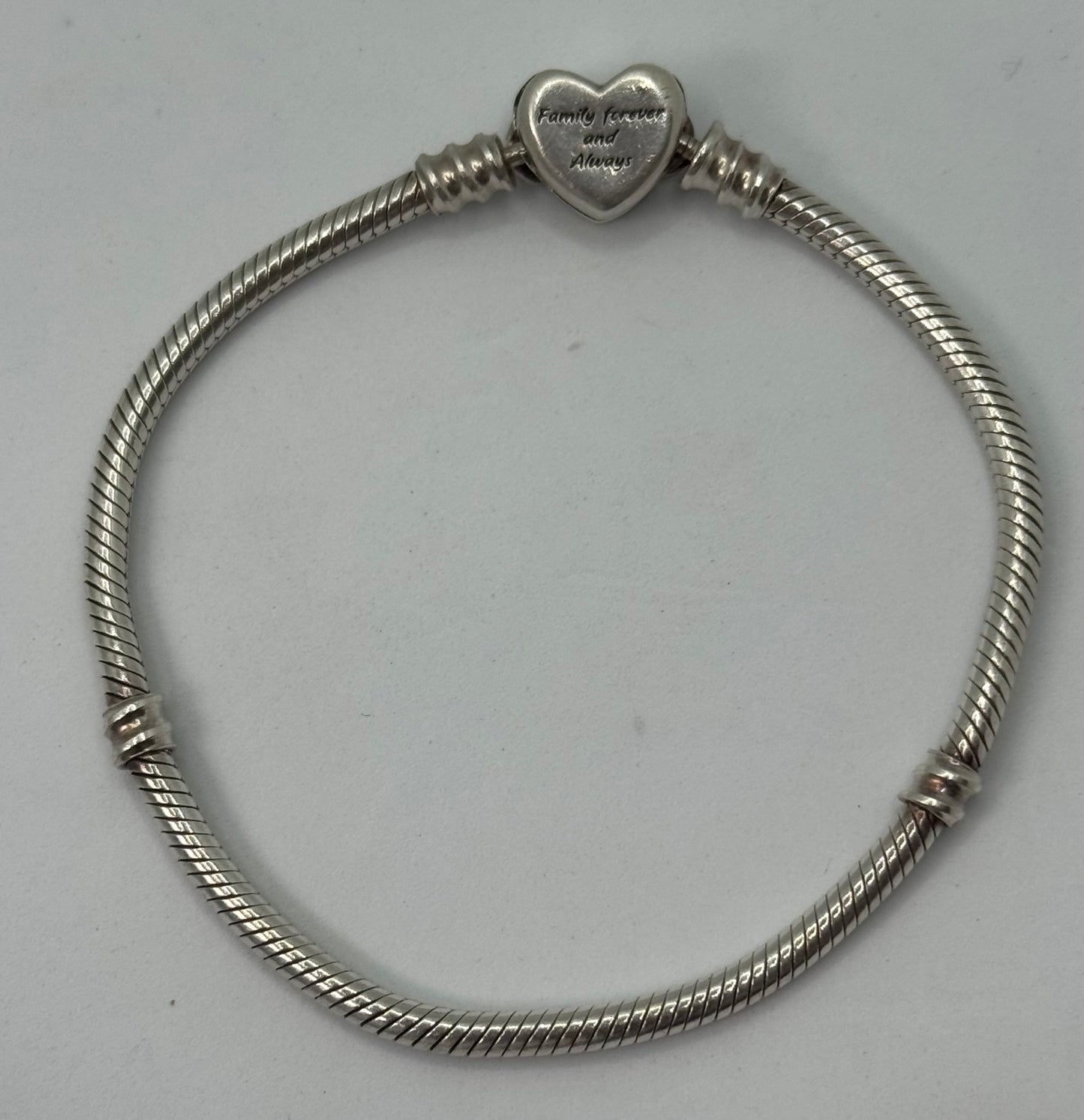 Pandora Moments Sparkling Infinity Heart Clasp Snake Chain Bracelet Sterling silver 7”
