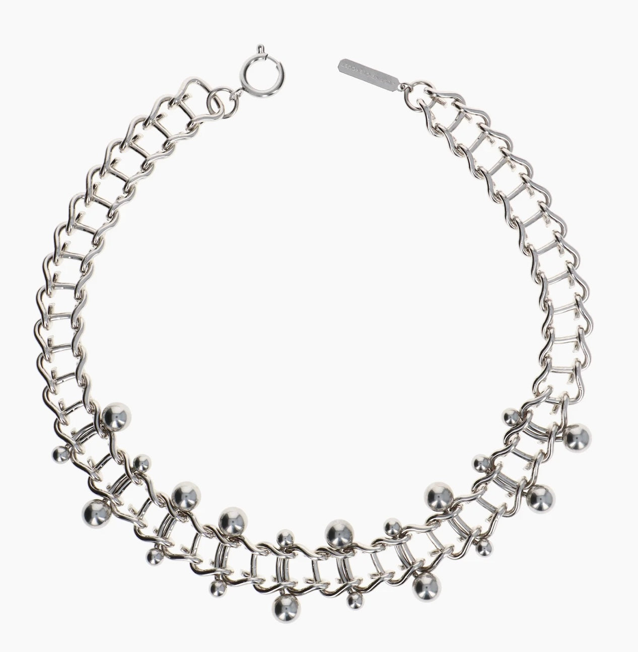 JUSTINE CLENQUET SILVER-TONE PUNK-INSPIRED LARGE LINK CHAIN
CHOKER NECKLACE WITH PIERCING 90S-INSPIRED