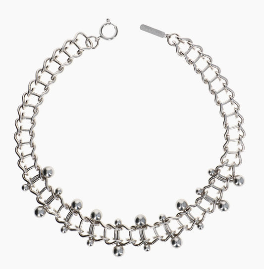 JUSTINE CLENQUET SILVER-TONE PUNK-INSPIRED LARGE LINK CHAIN
CHOKER NECKLACE WITH PIERCING 90S-INSPIRED