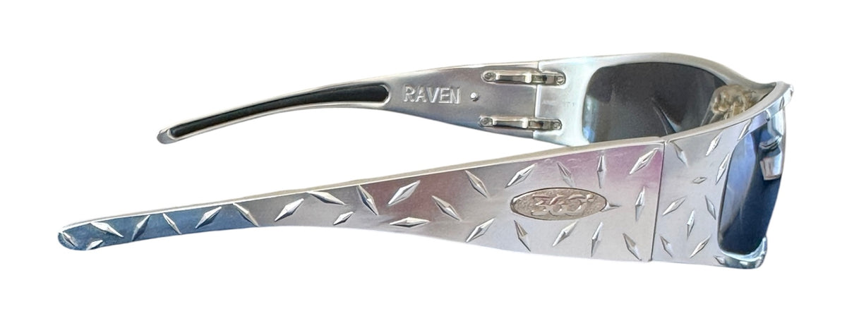 360 Eyewear Raven Icicles Diamond Plate Biker Sunglasses Silver Aluminum USA
