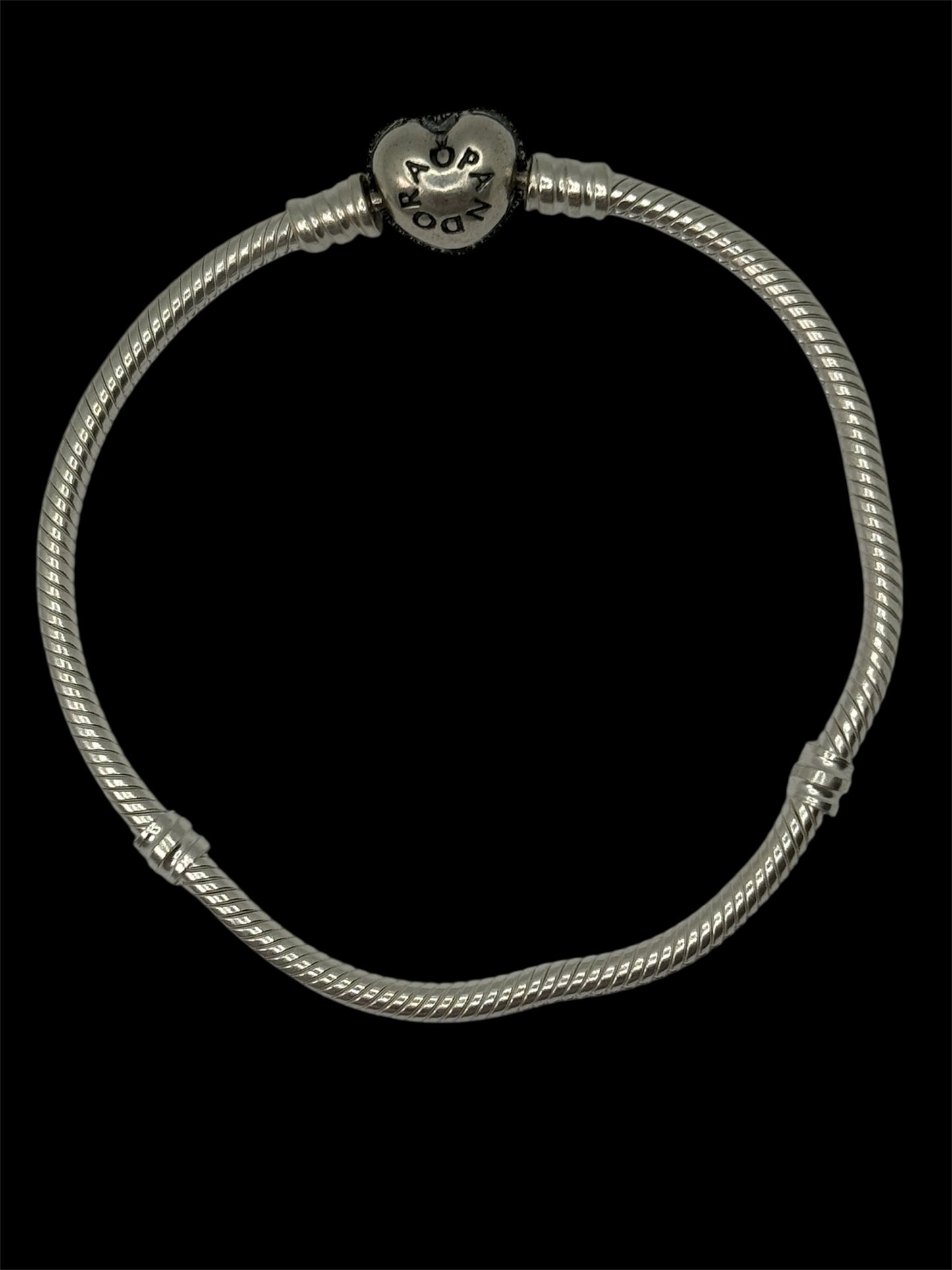 PANDORA FOREVER QUEEN Charm Bracelet for Charms 925 Sterling Silver Signature Silver Snake Chain Bracelet for Women with Sparkling Cubic Zirconia Heart Clasp Charm Authentic