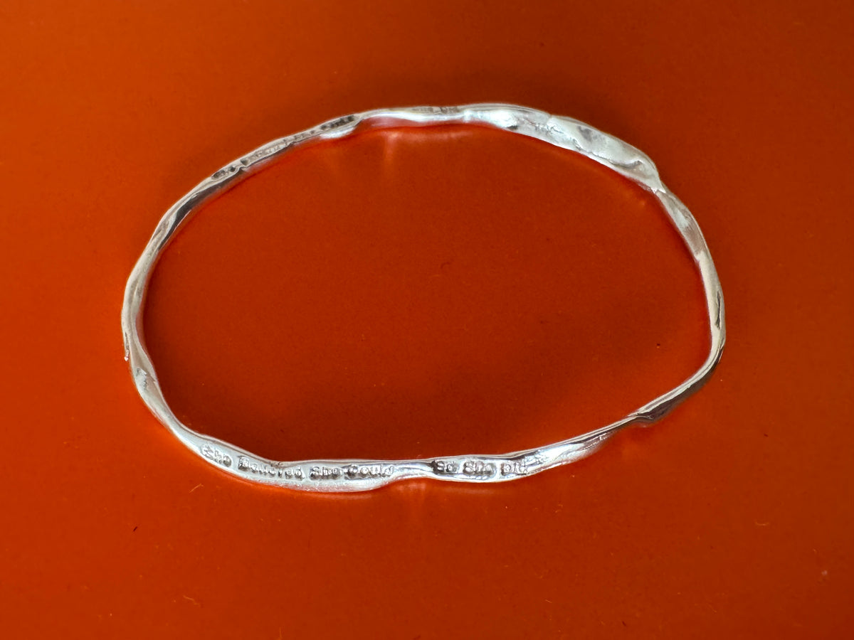 She Believed She Could So She Did 925 Silver Bangle Inspiritional Bracelet