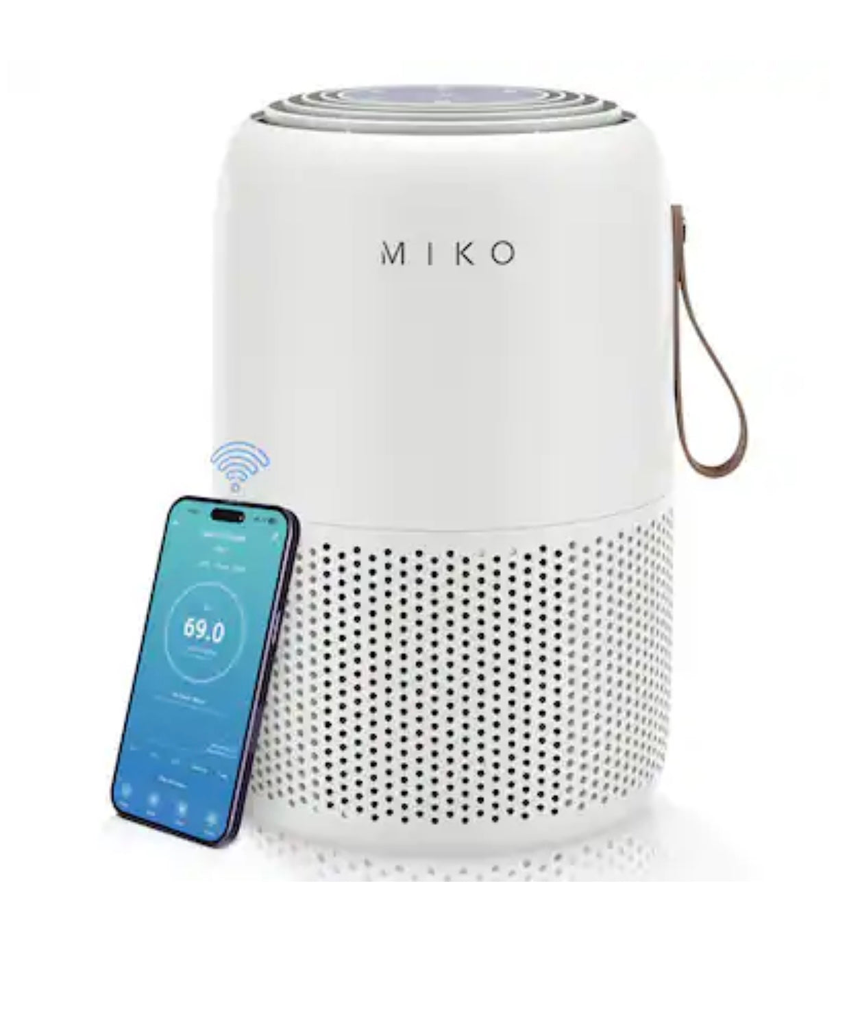 Miko - Smart Air Purifier with App Control – H13 True HEPA, 3-Stage Filtration, Covers 770 sq. ft., Ultra Quiet, for Home - White
