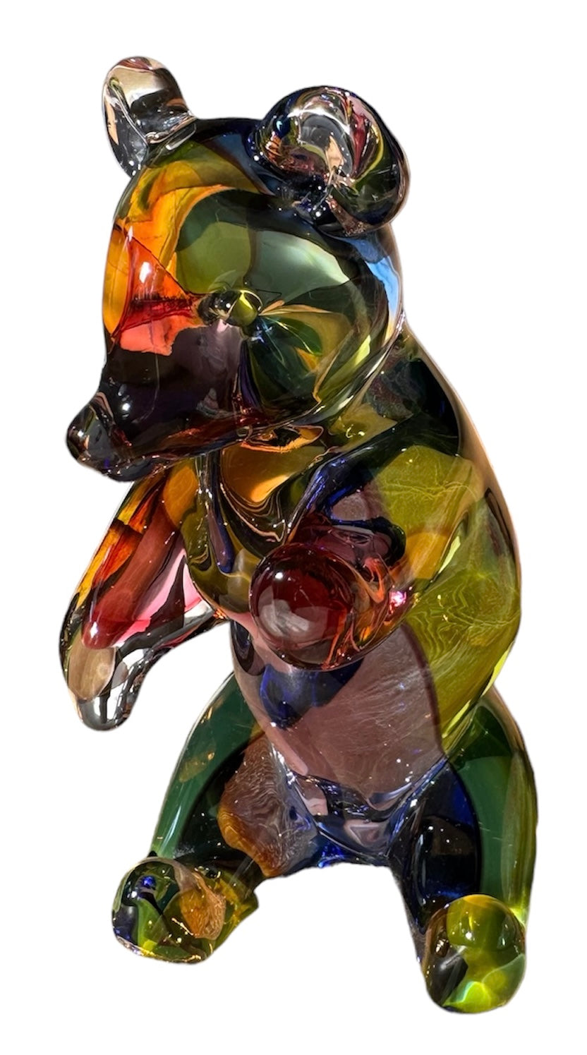 Rare to find!!! Art Glass Seguso Murano Signed Rainbow Bear