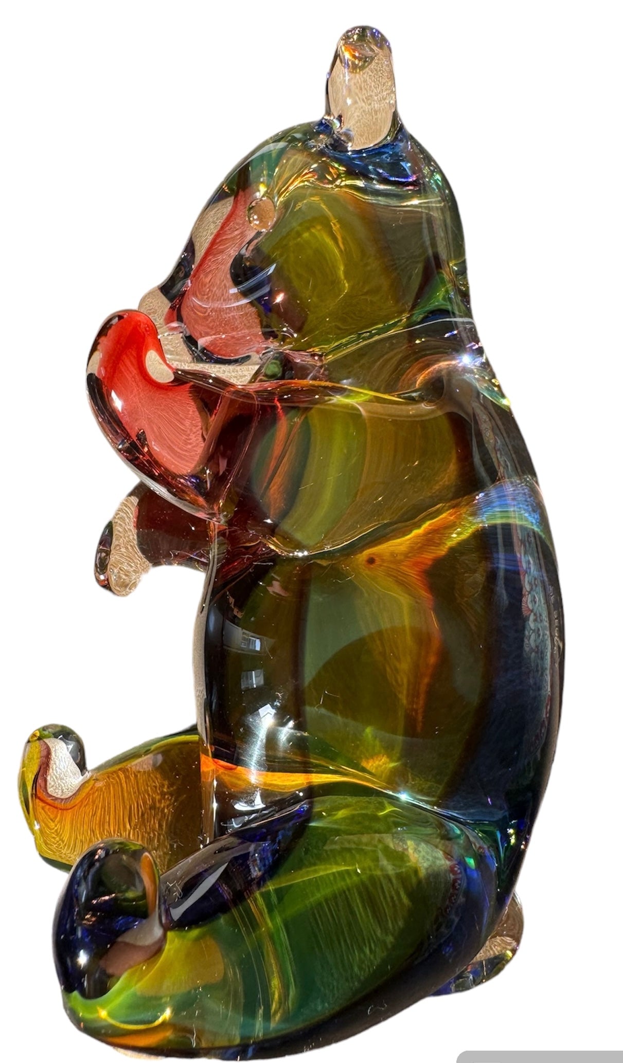 Rare to find!!! Art Glass Seguso Murano Signed Rainbow Bear