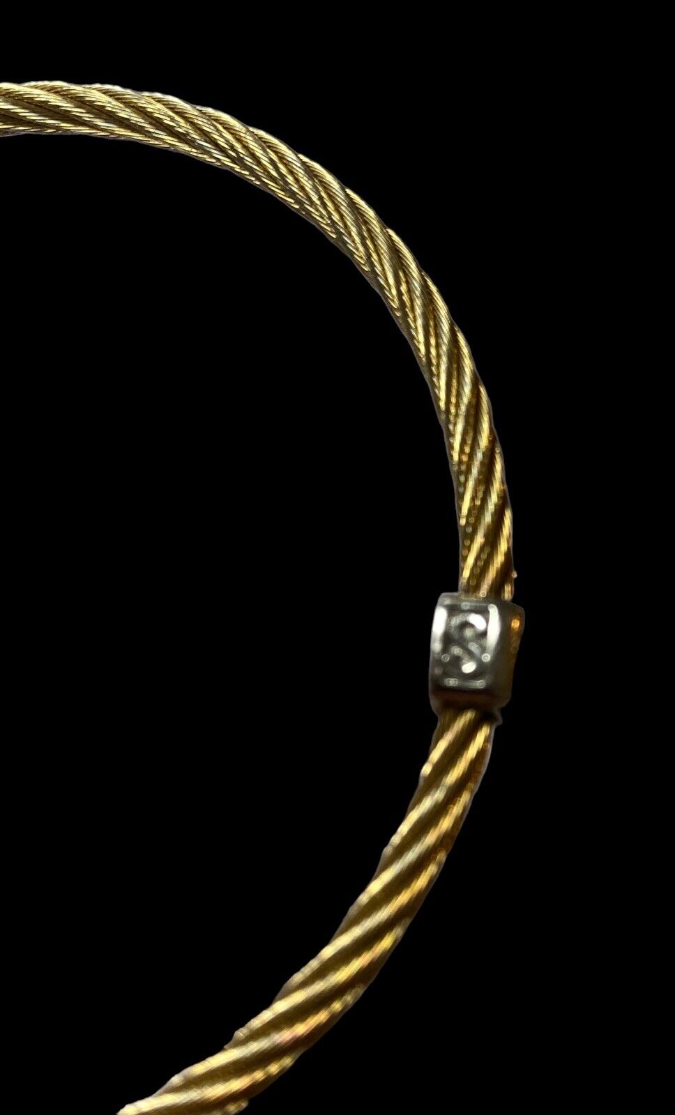 Charriol 18kt Gold Stainless Diamond Cable Bangle Bracelet