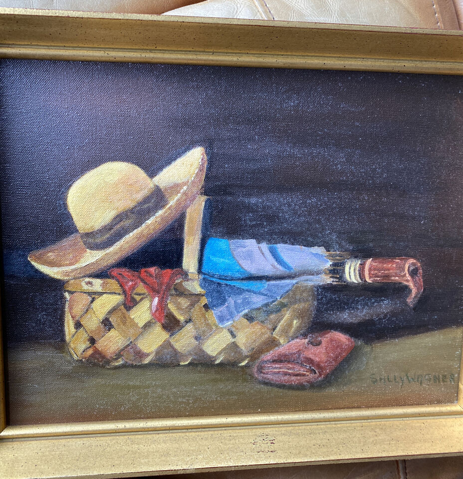 American Artist Sally Wagner oil Painting, Portrait of a Picnic Day Basket